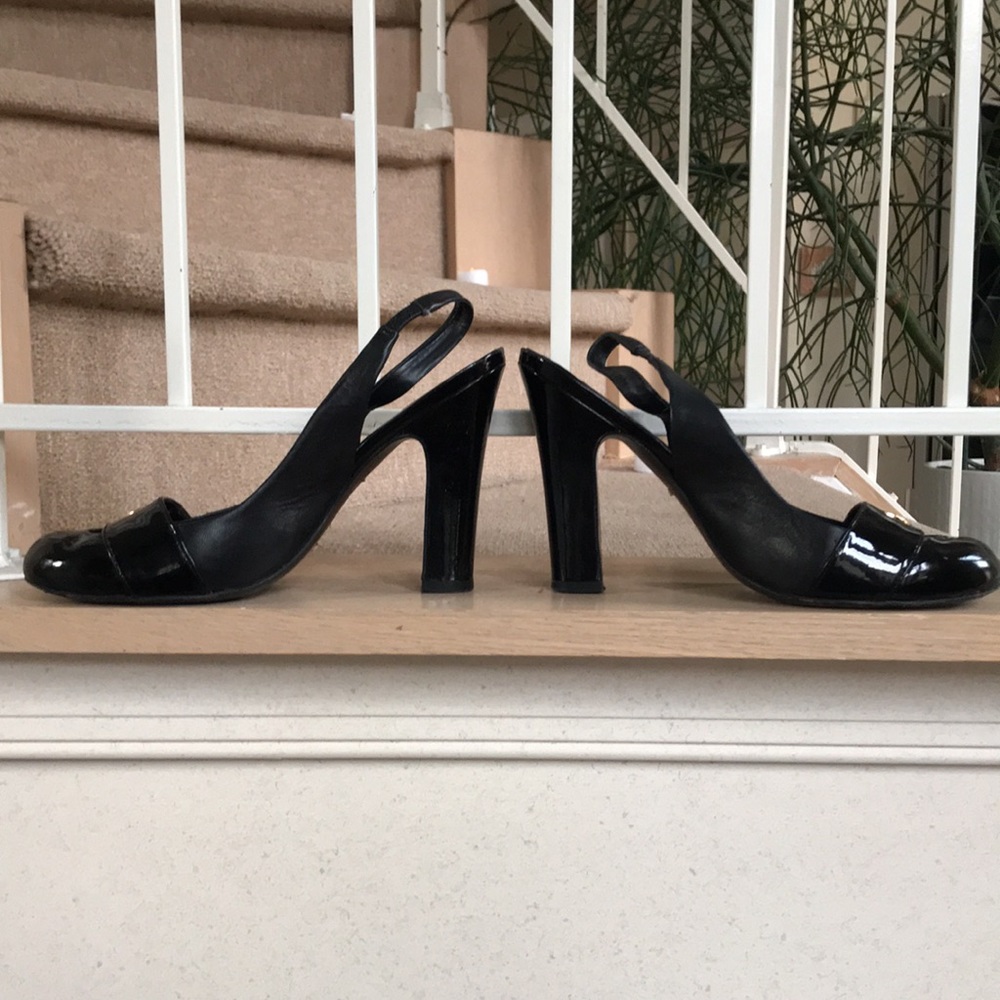 Tory Burch sling back black pumps size 7.5 - Picture 4 of 11